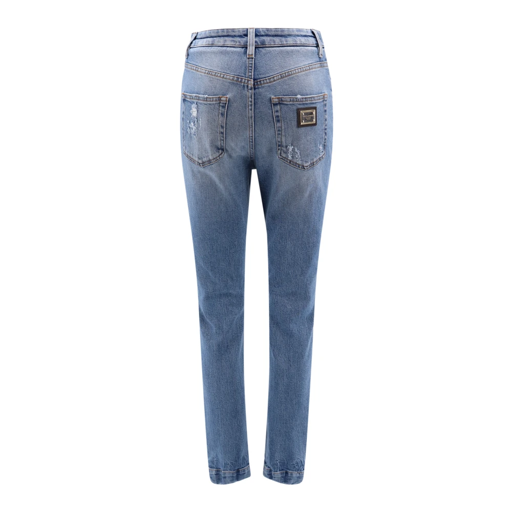 Dolce & Gabbana Blauwe Slim-fit Jeans met Hoge Taille Aw23 Blue Dames