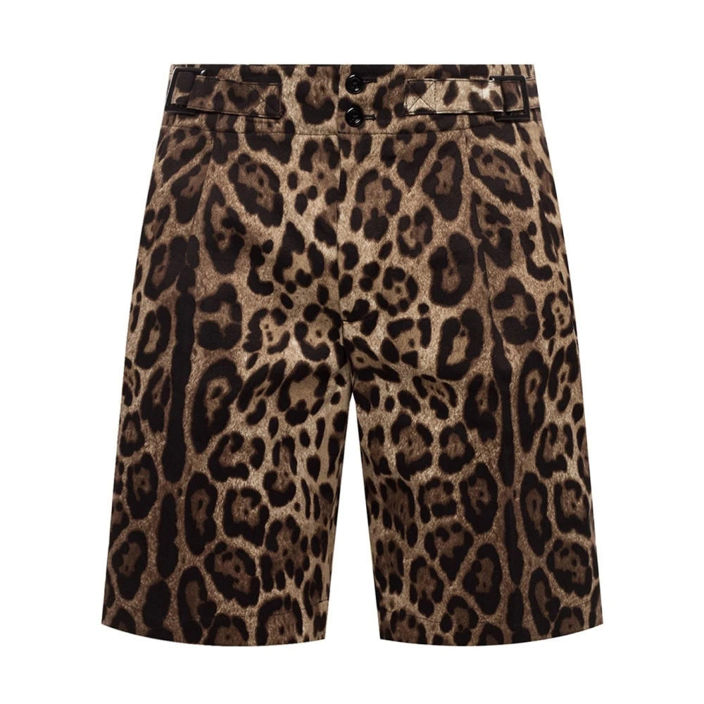 Dolce & Gabbana Leopard Print Bermuda Shorts Mannen Brown Heren