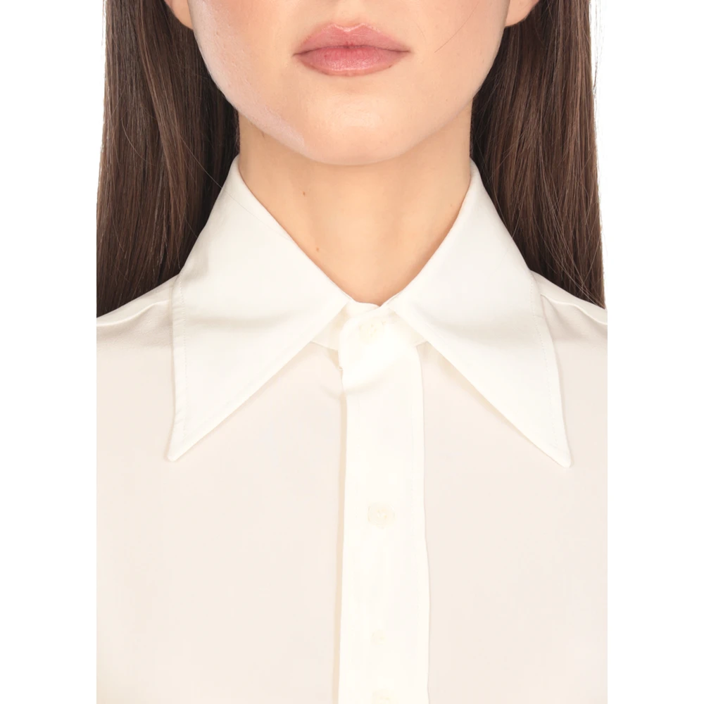 MM6 Maison Margiela Witte zijden overhemd met kraag White Dames