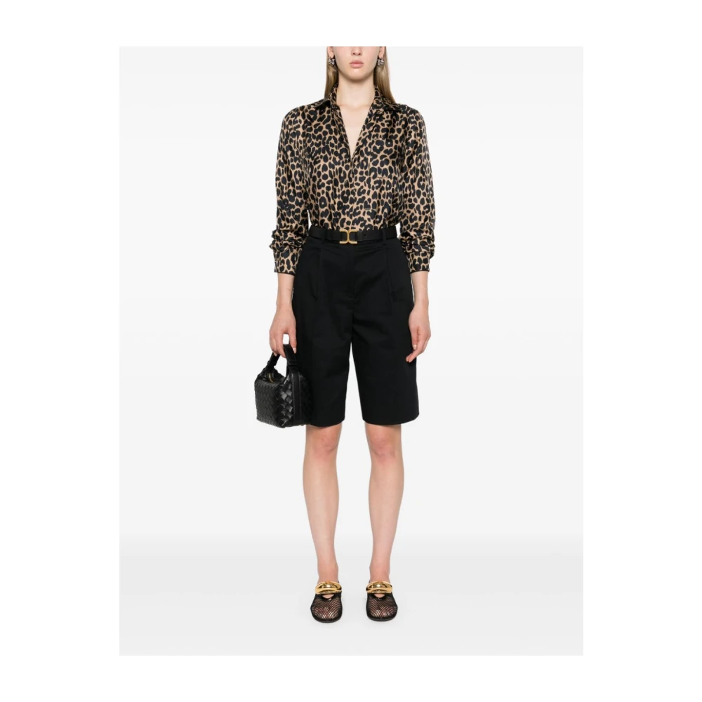 Max Mara Luipaardprint Zijden Satijnen Overhemd Brown Dames