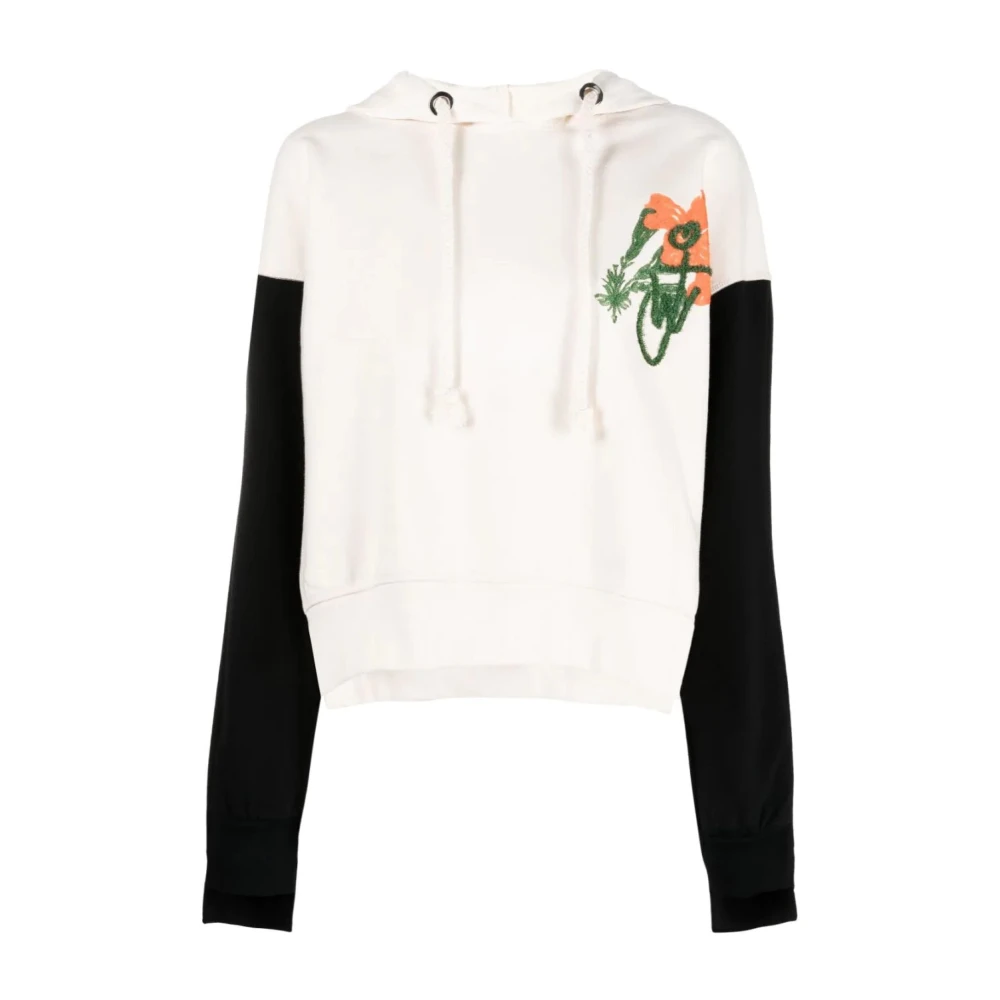 JW Anderson Witte Iris Print Hoodie Sweater White Dames