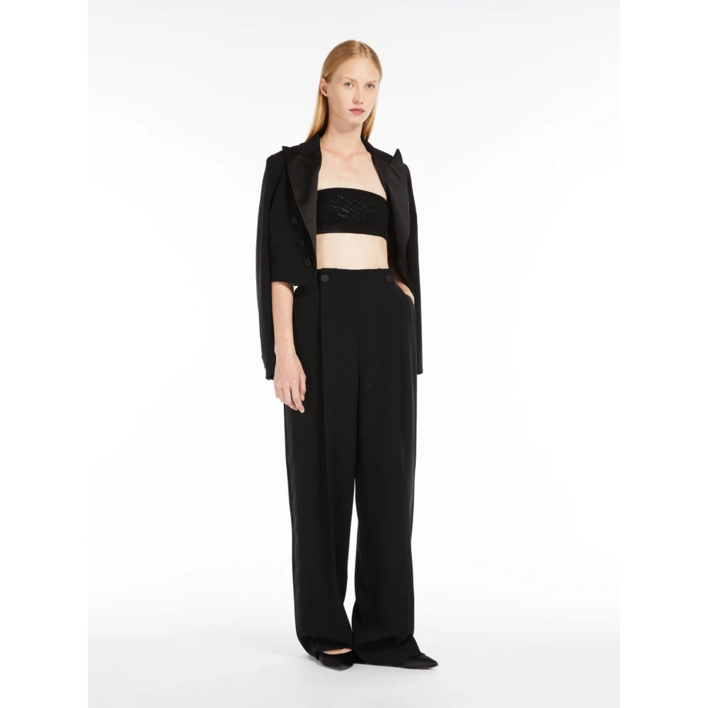 Max Mara Elegant Geborduurde Stretch Top Black Dames