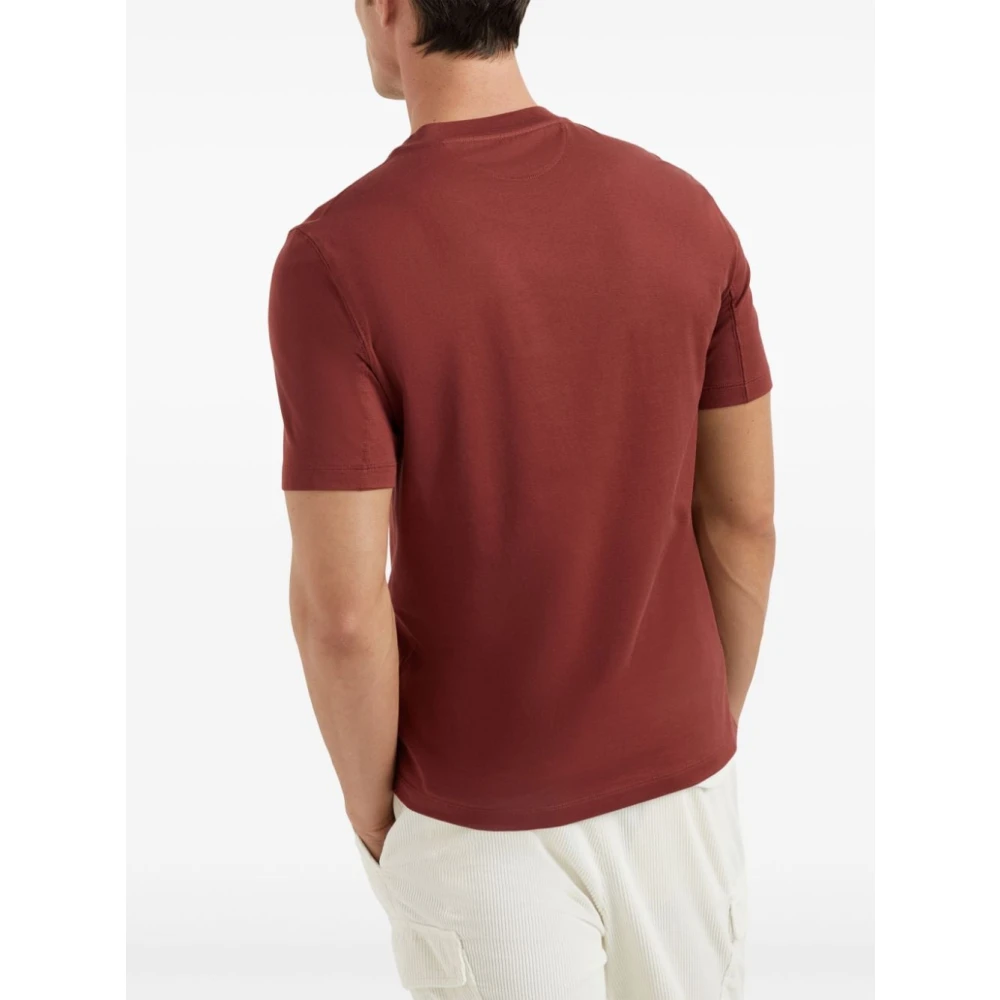 BRUNELLO CUCINELLI Rood Katoenen Jersey Logo Print T-shirt Red Heren