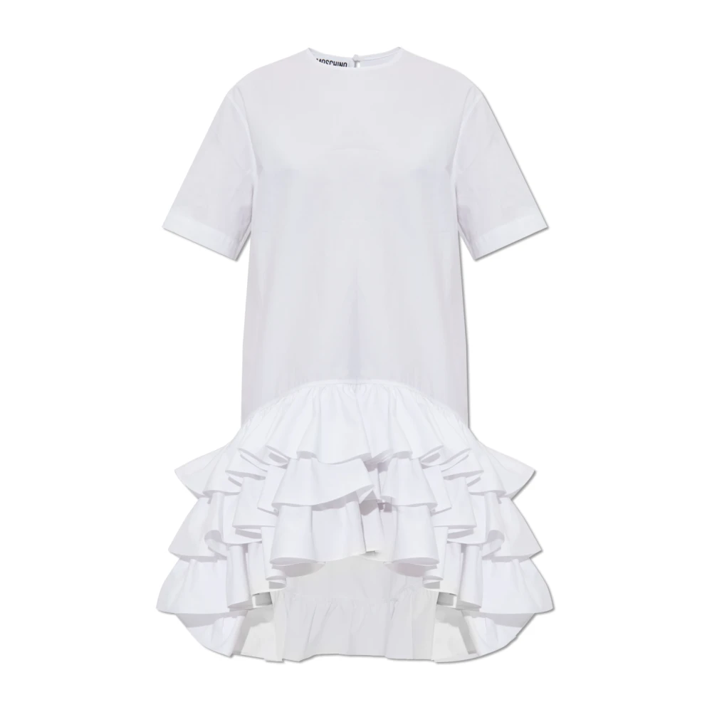 Moschino Women's White Asymmetrical Dress With Ruffles