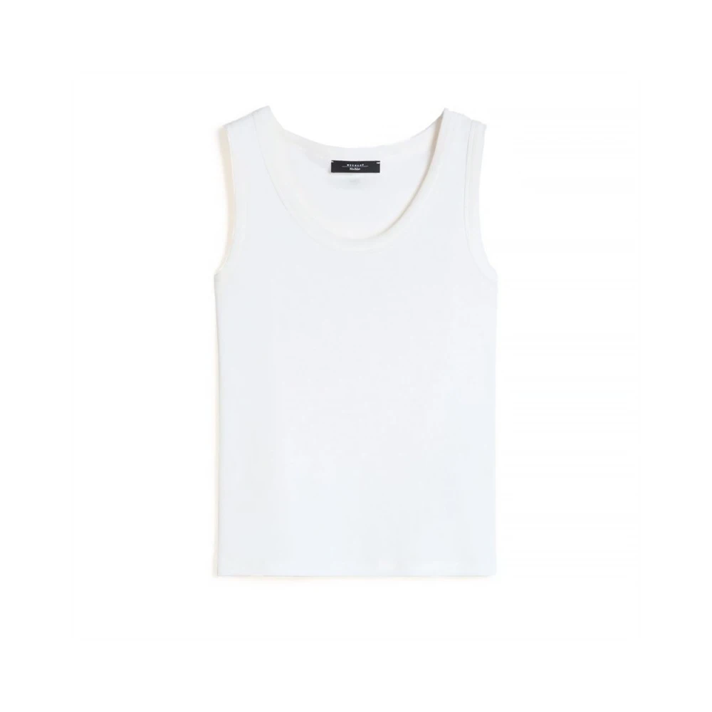 Weekend Max Mara Women's White Sleeveless Tops, Xs, Wkdmultic Ribbed Tank