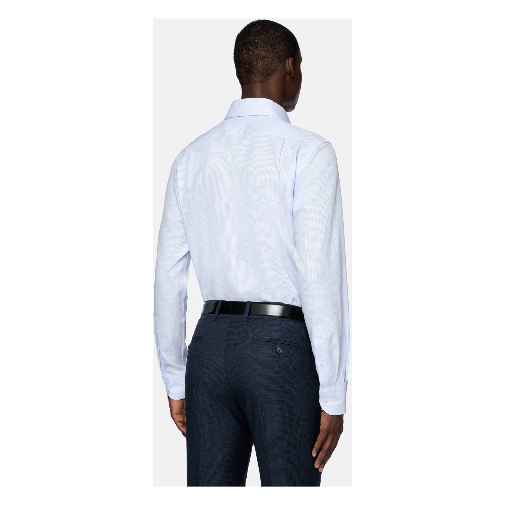 Boggi Milano Regular Fit Overhemd van honingraatkatoen Blue Heren