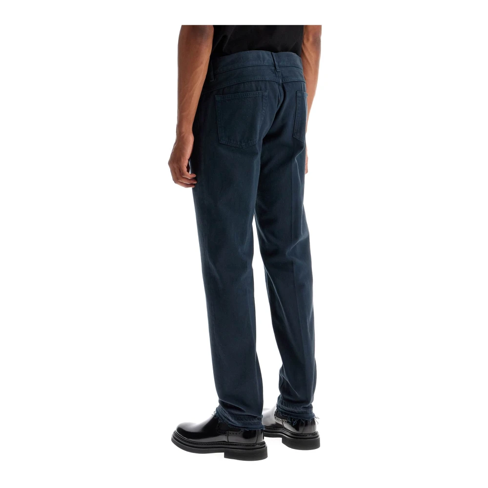 Dolce & Gabbana Donkerblauwe Regular Fit Jeans met Raffelzoom Blue Heren