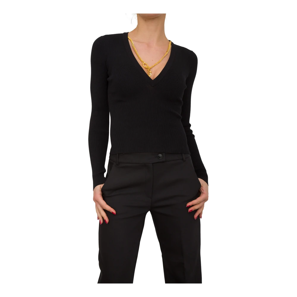 Elisabetta Franchi Elegant Stickad Topp Black, Dam