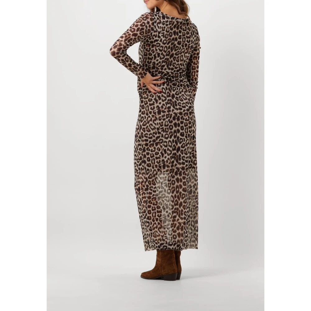 Catwalk Junkie Luipaardprint Lange Mouw Mesh Jurk Brown Dames