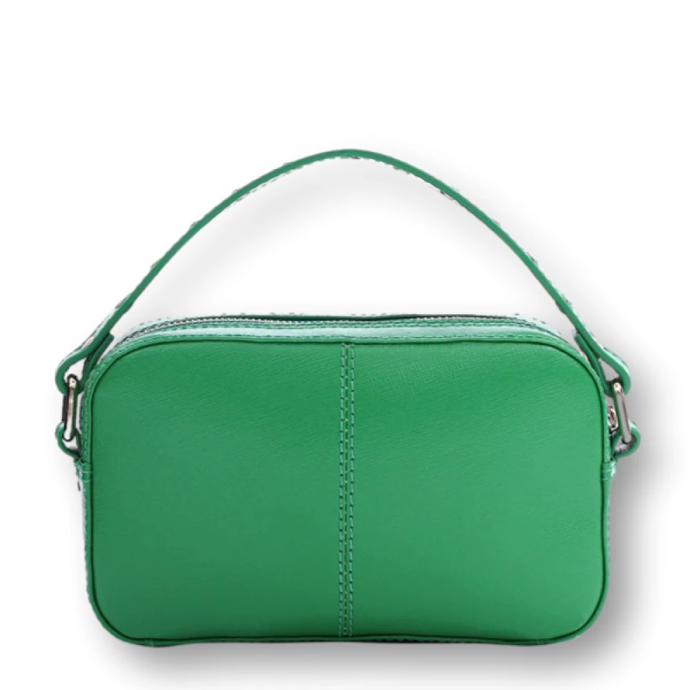Núnoo Klassieke Zwarte Crossbody Tas met Gouden Details Green Dames