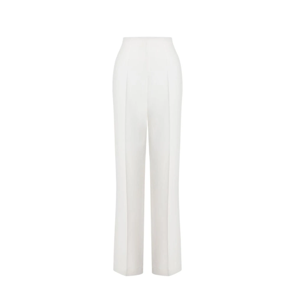 Alberta Ferretti White Tailored Stretch Cady Suit Trousers - Female - Wide Trousers - M - Trousers