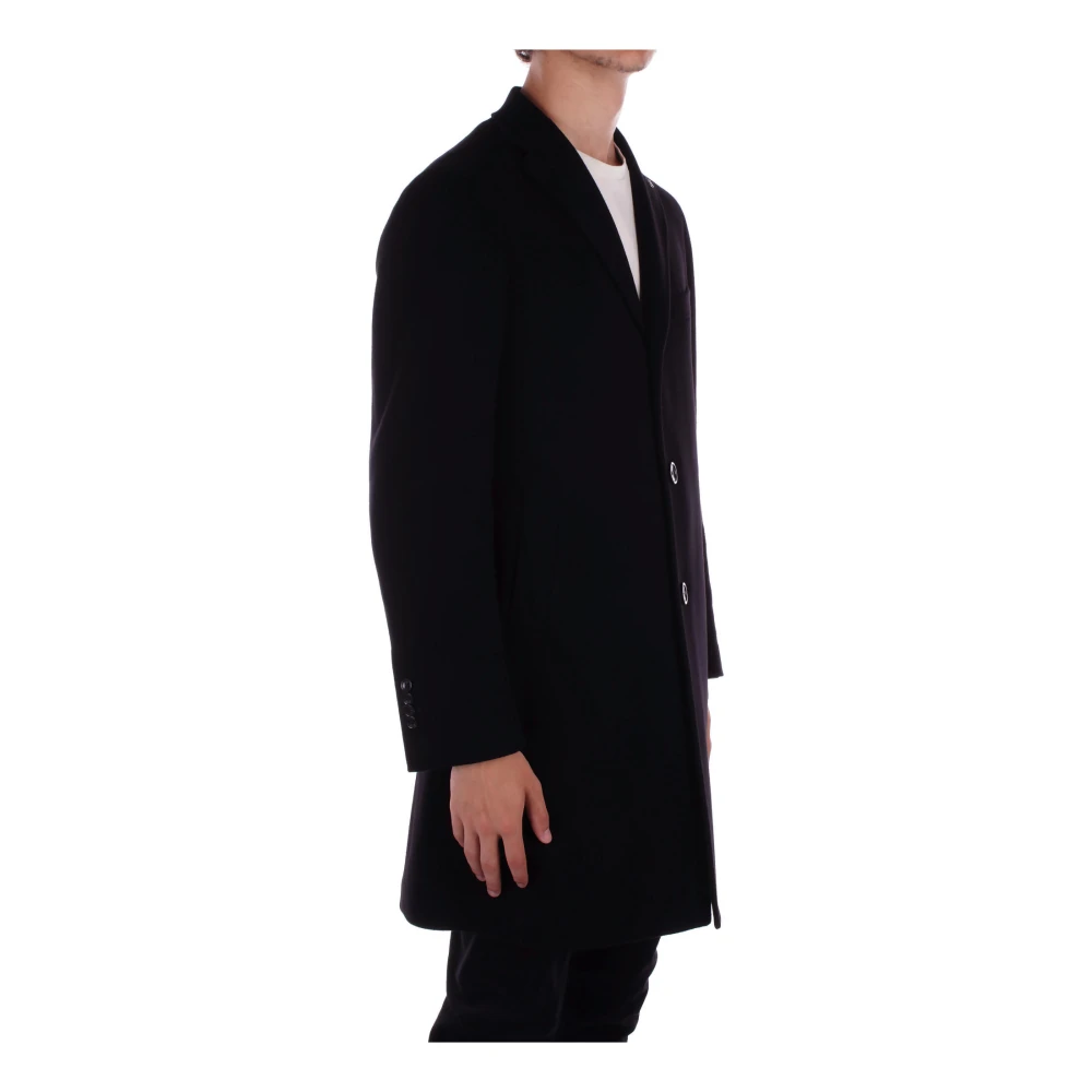 Tagliatore Zwarte Wol Kasjmier Jas Black Heren
