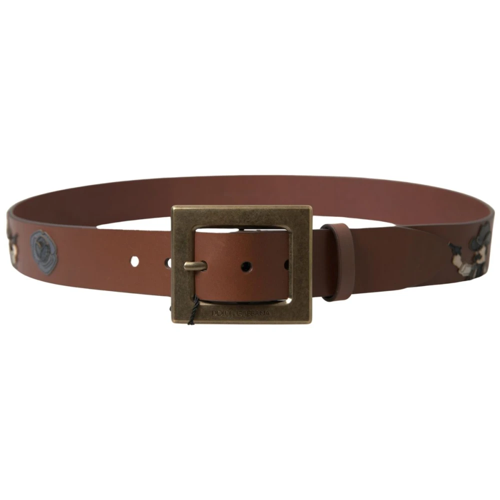Dolce & Gabbana Elegante Leren Riem met Metalen Gesp Brown Heren