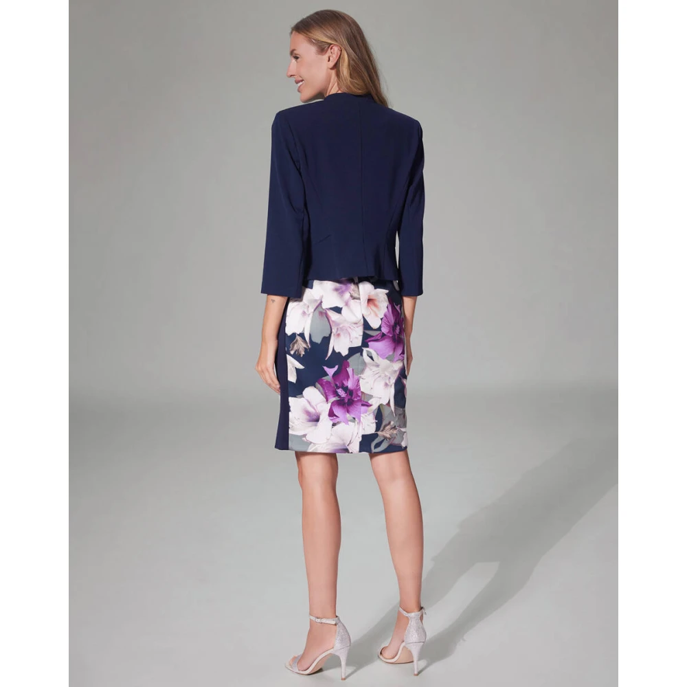 Swing Getailleerde Jersey Crepe Jas Blue Dames