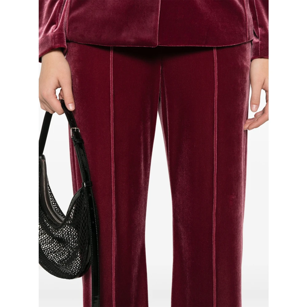 PATRIZIA PEPE Fluwelen Palazzo Broek met Fly Detail Purple Dames