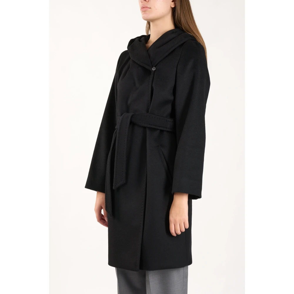 Max Mara Studio Wollen jas met capuchon Newmang stijl Black Dames