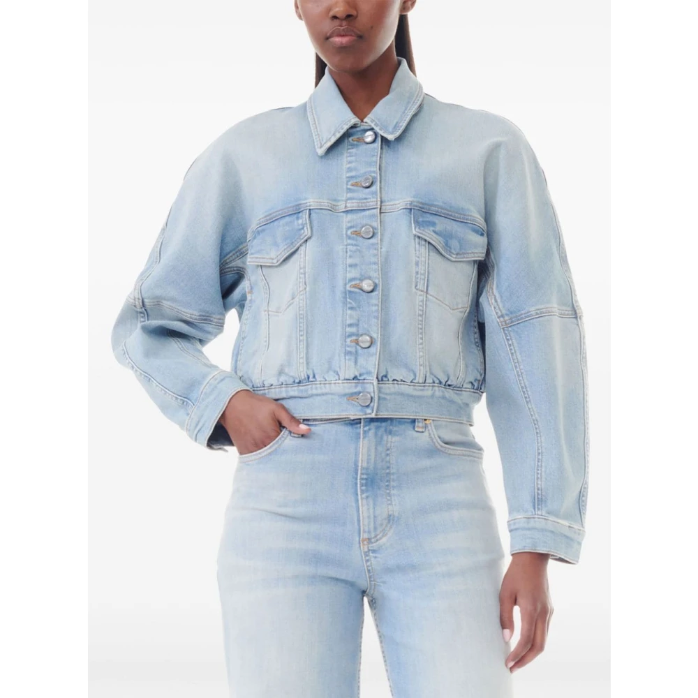 Ganni Heldere Blauwe Katoenen Jas Blue Dames