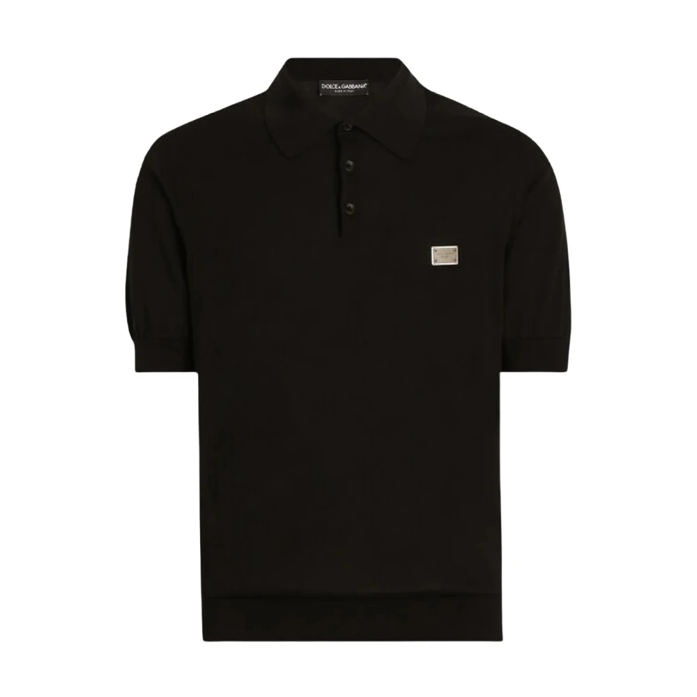 Dolce & Gabbana Men's Black Polo Shirts, M, Cotton Polo Shirt With Logo Tag