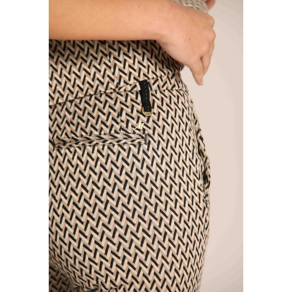 Mason's Slim Fit Beige Chino Broek met Houndstooth Patroon Beige Dames