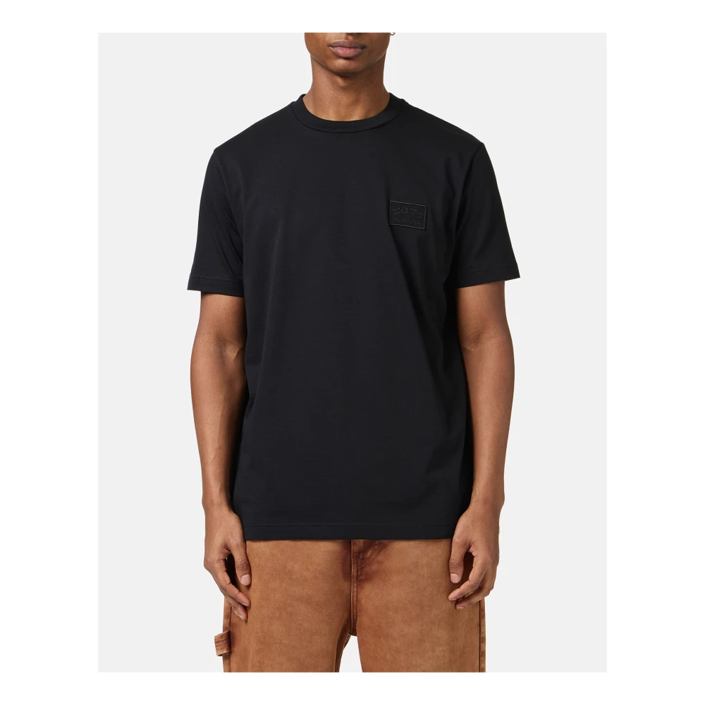 Iceberg Zwart katoenen jersey T-shirt met geborduurd logopatch Black Heren