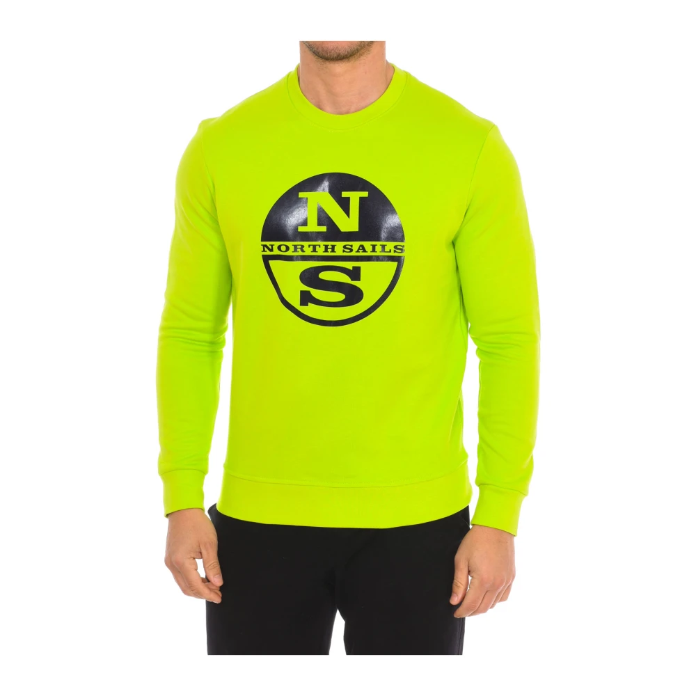North Sails Grön Räfflad Rund Hals Sweatshirt