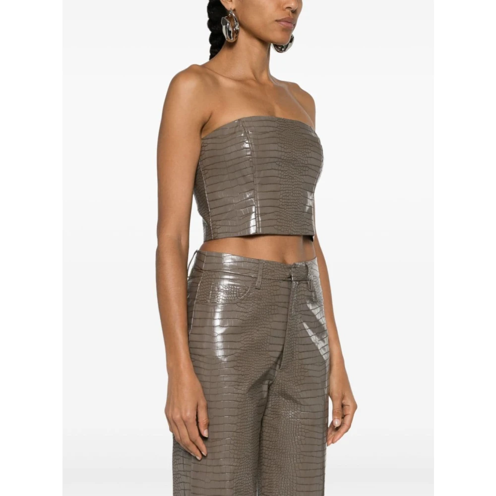 Rotate Birger Christensen Bruine Mouwloze Top met Siliconen Tape Brown Dames