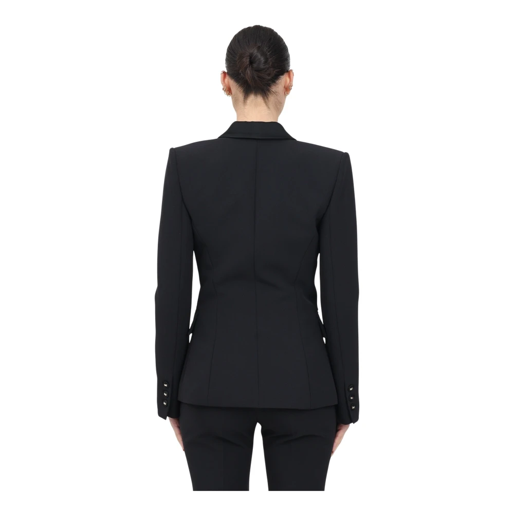 Elisabetta Franchi Zwarte double-breasted jas elegante stijl Black Dames