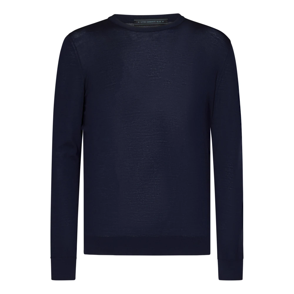 Kiton Blauwe Wol Ronde Hals Trui Aw24 Blue Heren