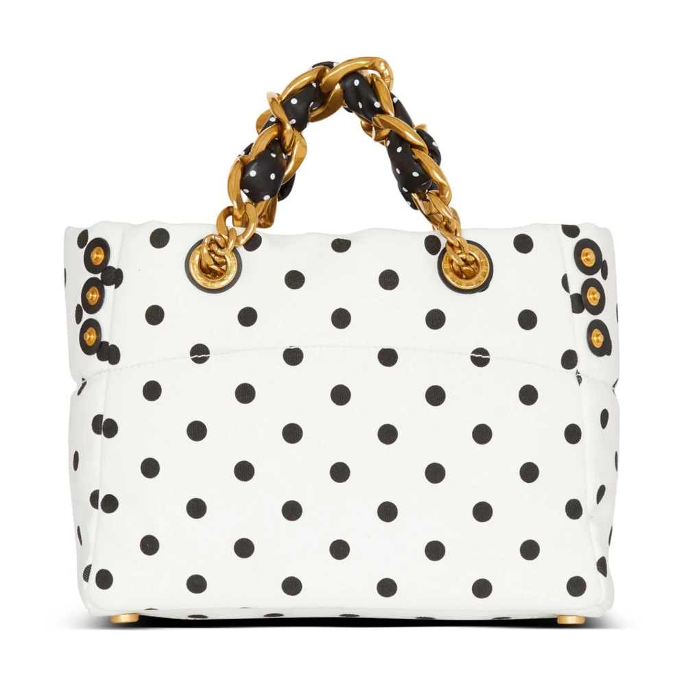 Balmain Kleine 1945 Zachte tote tas in polka dot canvas White Dames