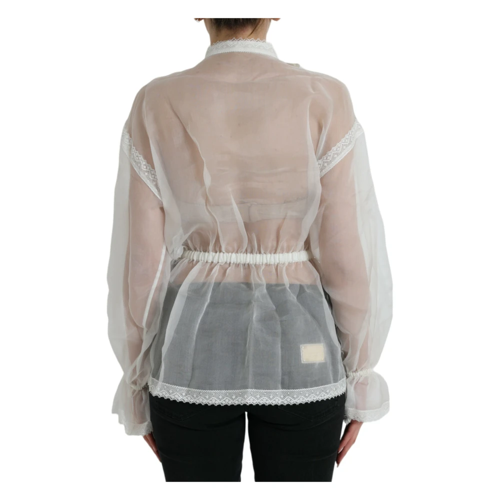 Dolce & Gabbana Zijden Blend Lange Mouw Blouse White Dames