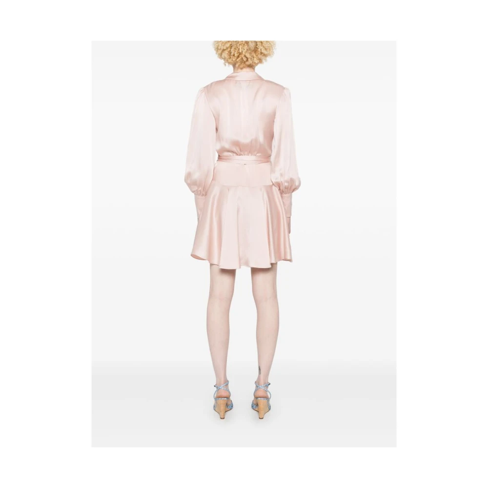 Zimmermann Roze V-hals Shawl Revers Jurk Pink Dames