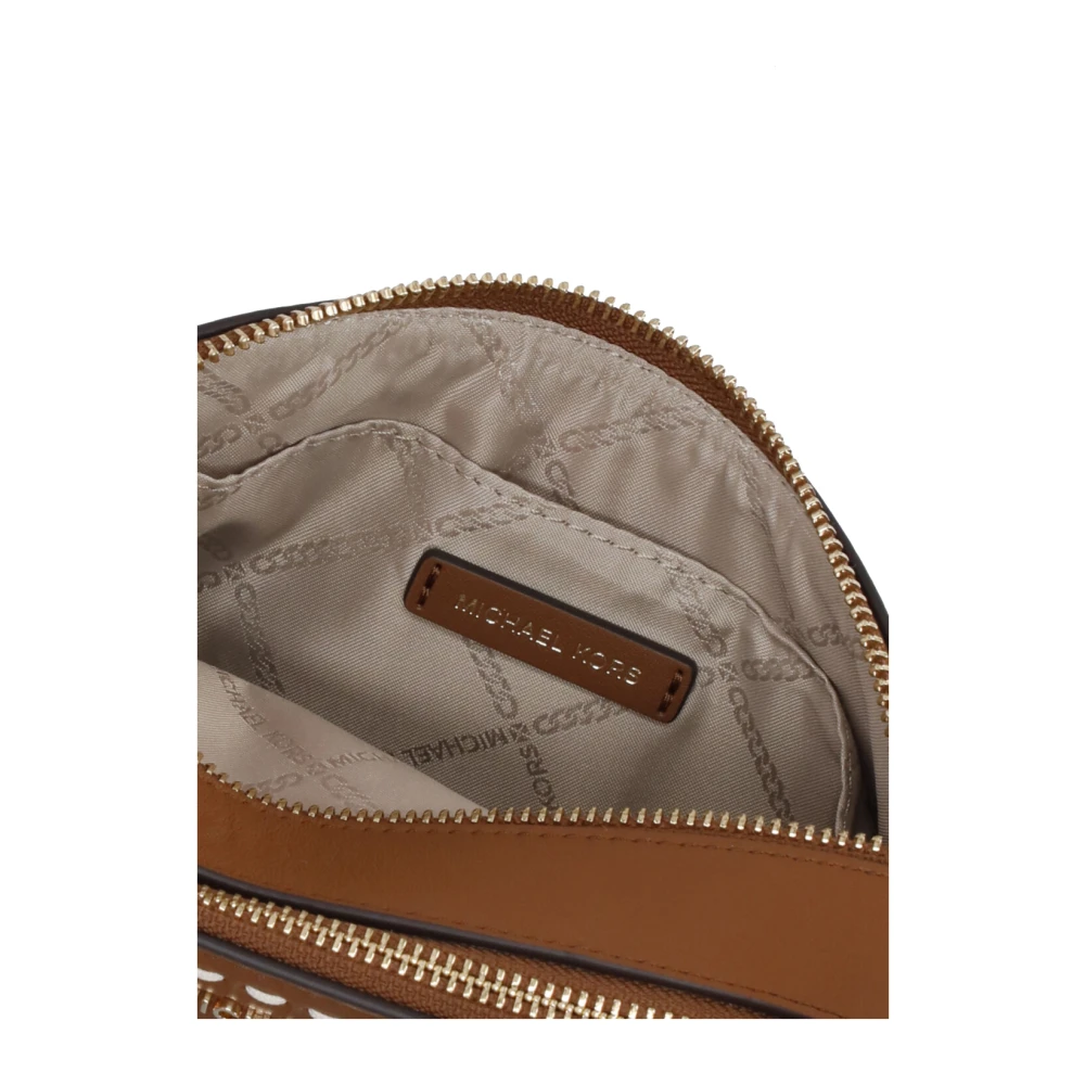 Michael Kors Bruine leren schoudertas met ritssluitingen Brown Dames