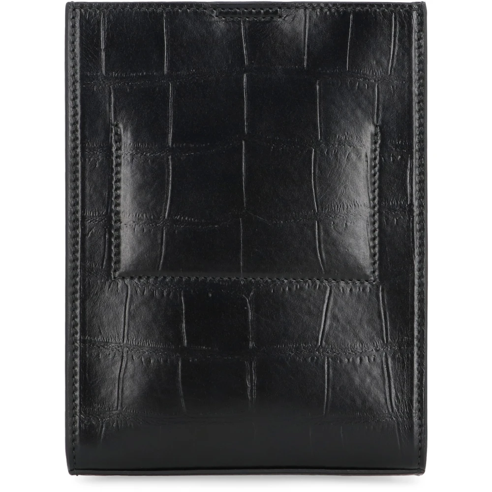 Jil Sander Croco-print leren crossbody tas Black Dames