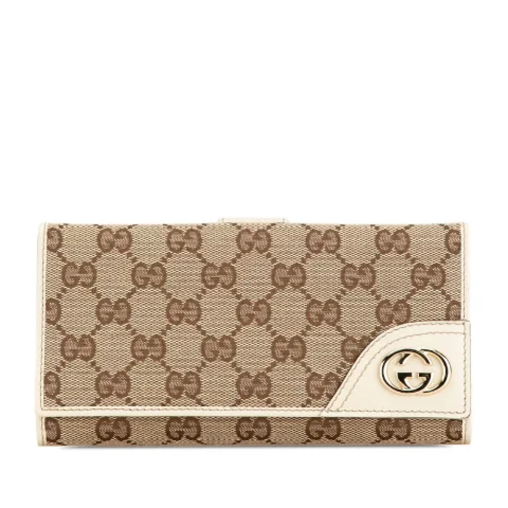 Gucci Vintage Pre-owned Canvas wallets Beige Dames