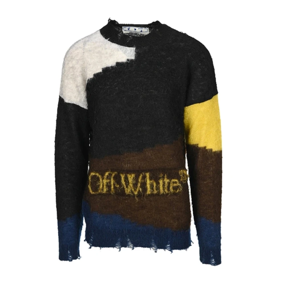 Off White Wollen trui met kleurblok effect Black Heren