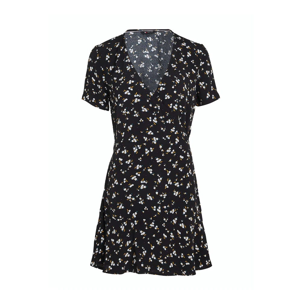 Tommy Jeans Bloemen Ruche Jurk Black Dames
