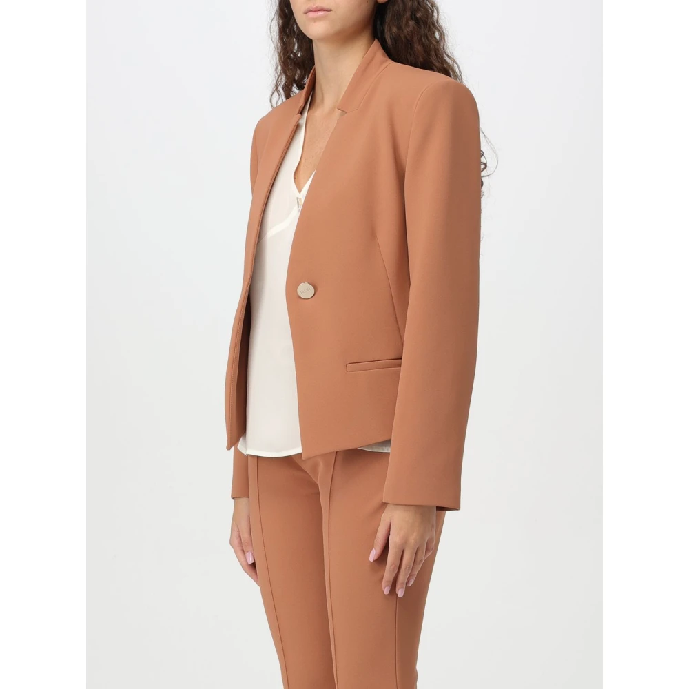 Liu Jo Slim Fit Blazer met V-hals en knoopsluiting Brown Dames