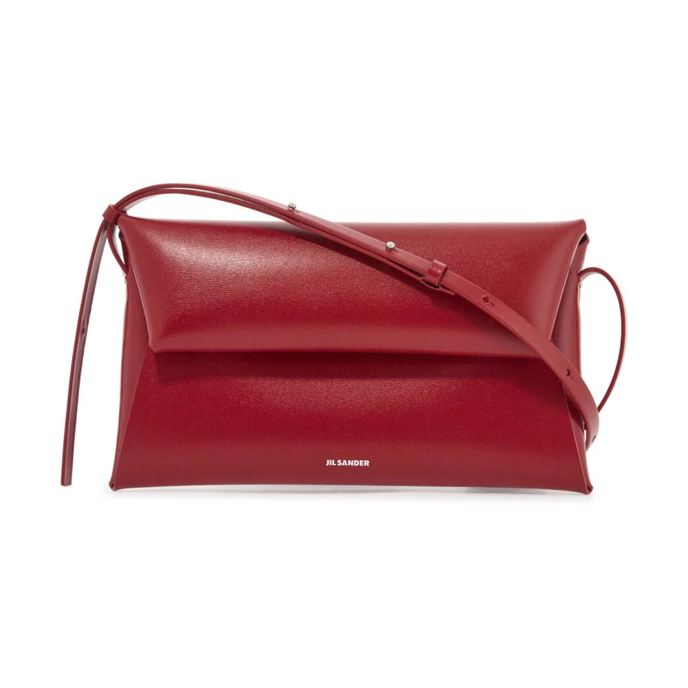 Jil Sander Gevouwen leren schoudertas Red Dames