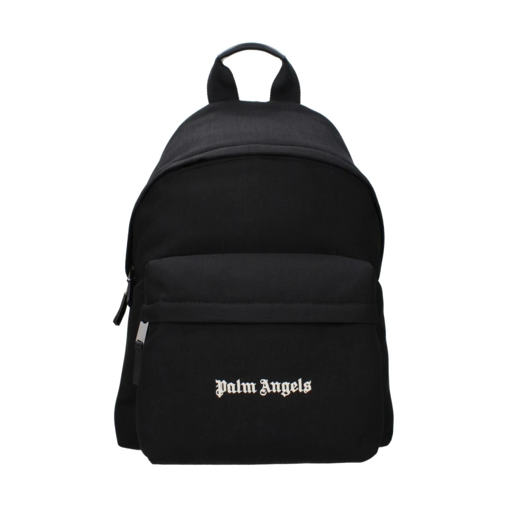 Palm Angels Men's Black Stylish Fabric Backpacks With Leather Trim - Backpacks - One Size- Bags