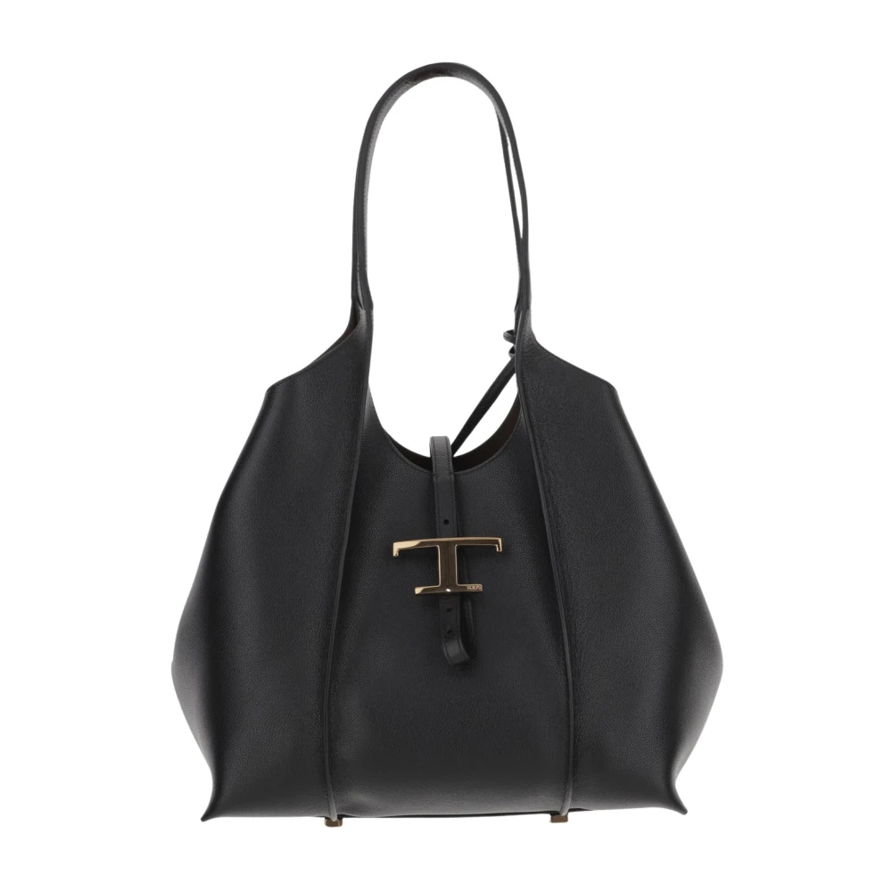 TOD'S Tijdloze leren hobo T-tas Black Dames