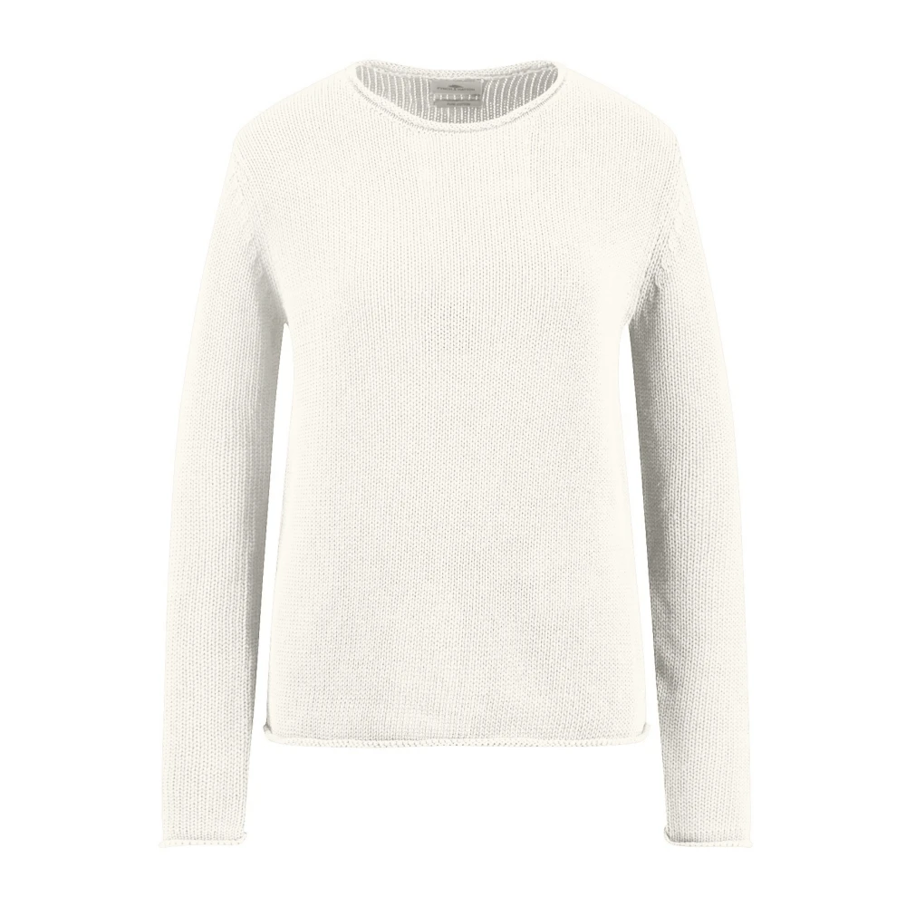 FYNCH-HATTON Basis Katoen O-Neck Pullover White Dames