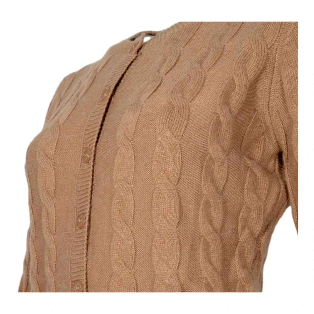 Cashmere Company Beige Cashmere Cardigan Treccia Donna Beige Dames