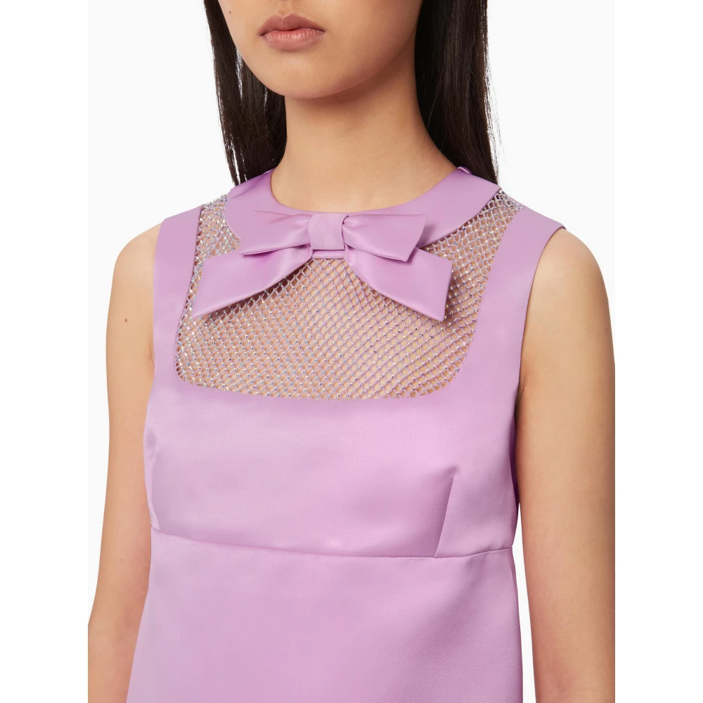 Nina Ricci Lila Satijnen Trapeze Jurk Purple Dames