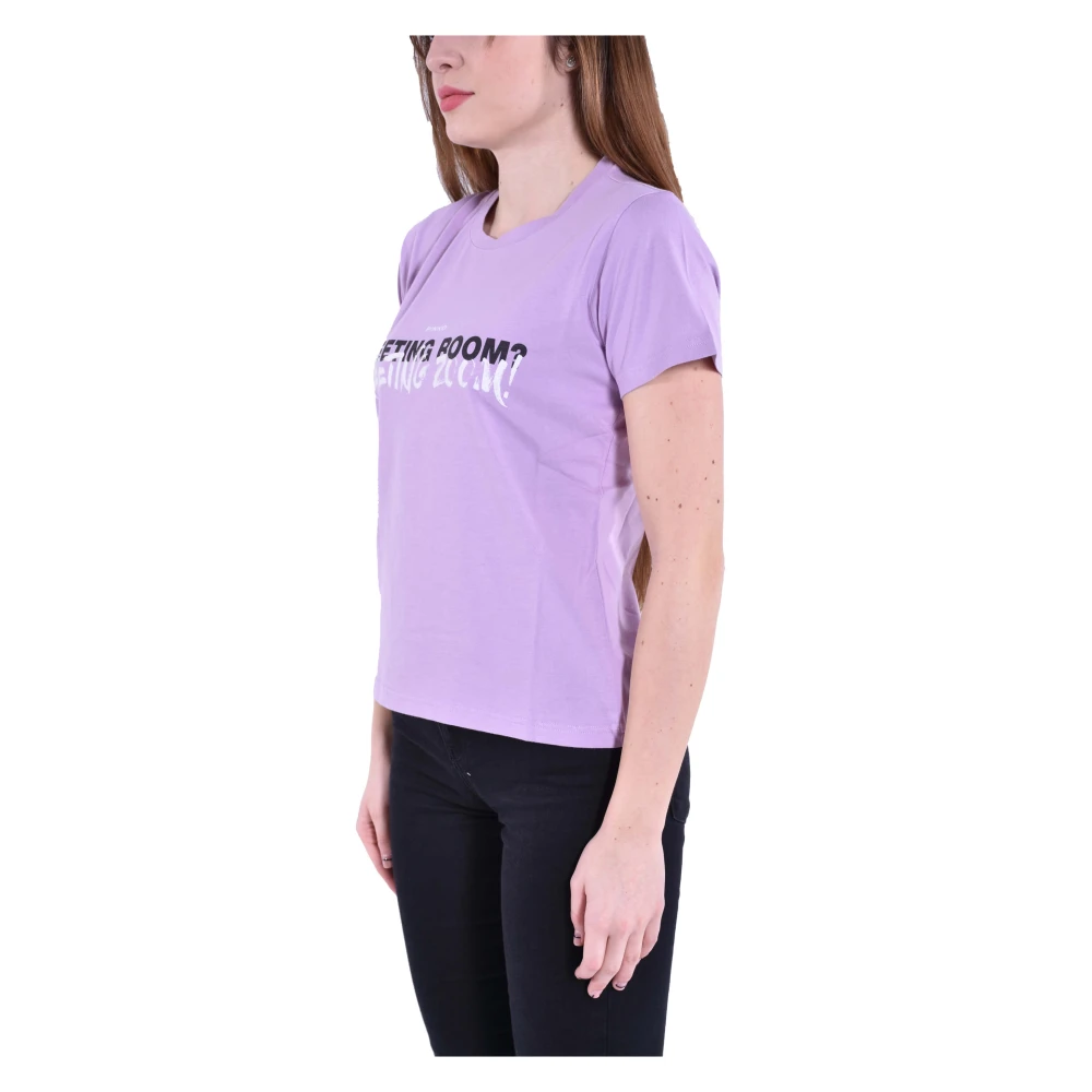 pinko Lila T-shirt met Unieke Print Purple Dames