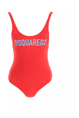 maillot-une-piece-rouge-avec-logo-bleu