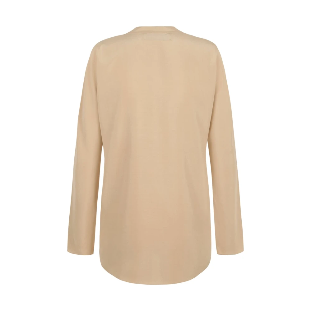 Cortana Zijden overhemd met Mao-kraag Beige Dames