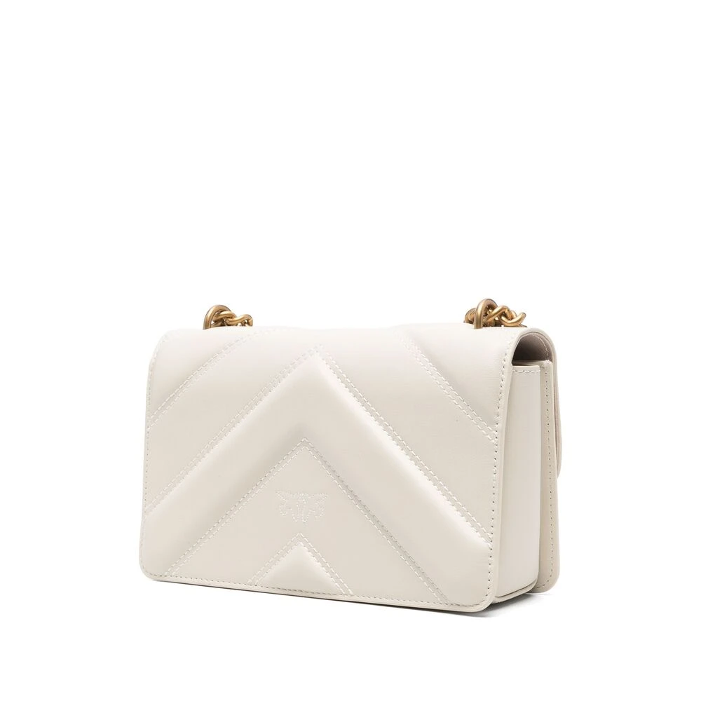 pinko Witte Leren Schoudertas met Ketting White Dames