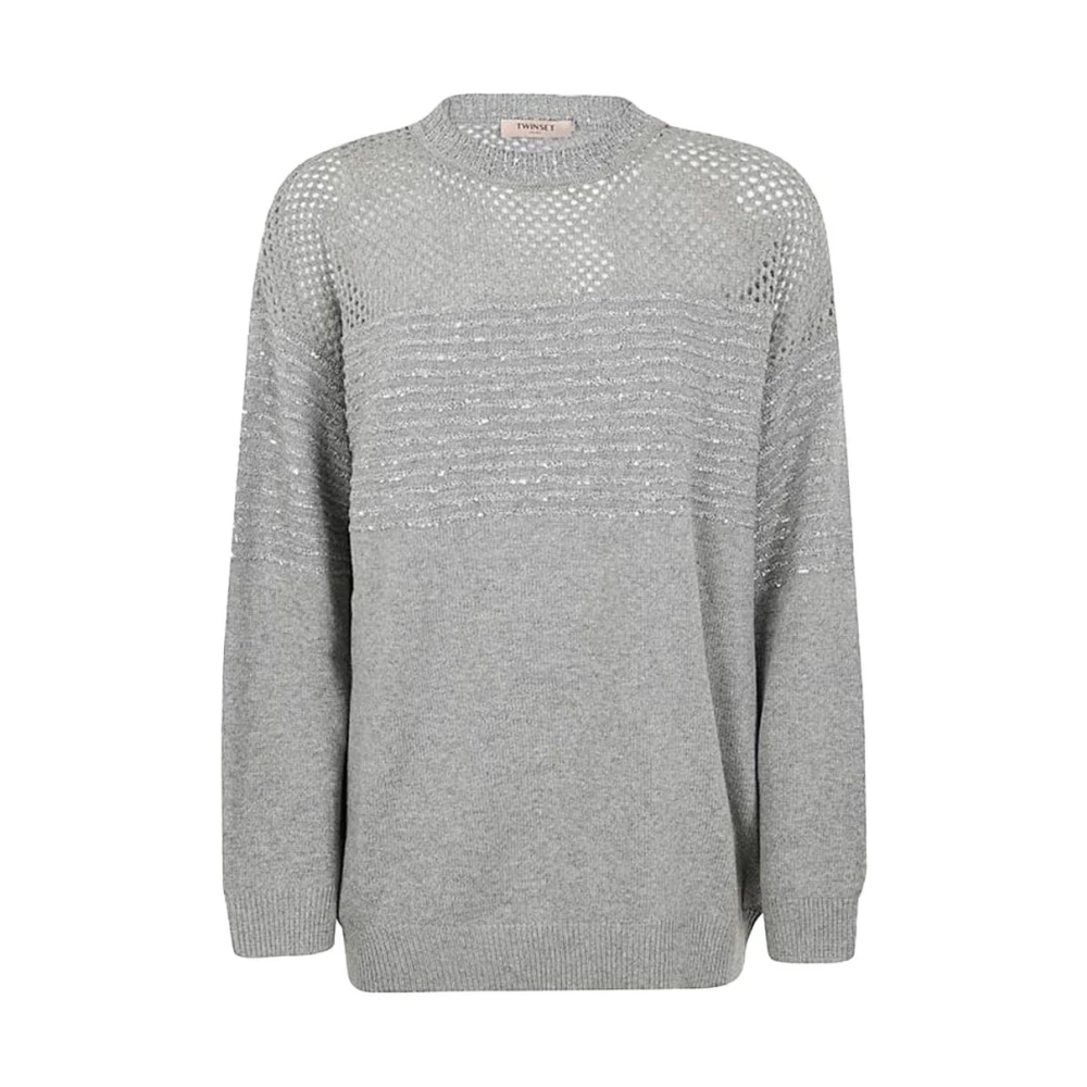 Twinset Geribbelde trui met pailletten Gray Dames
