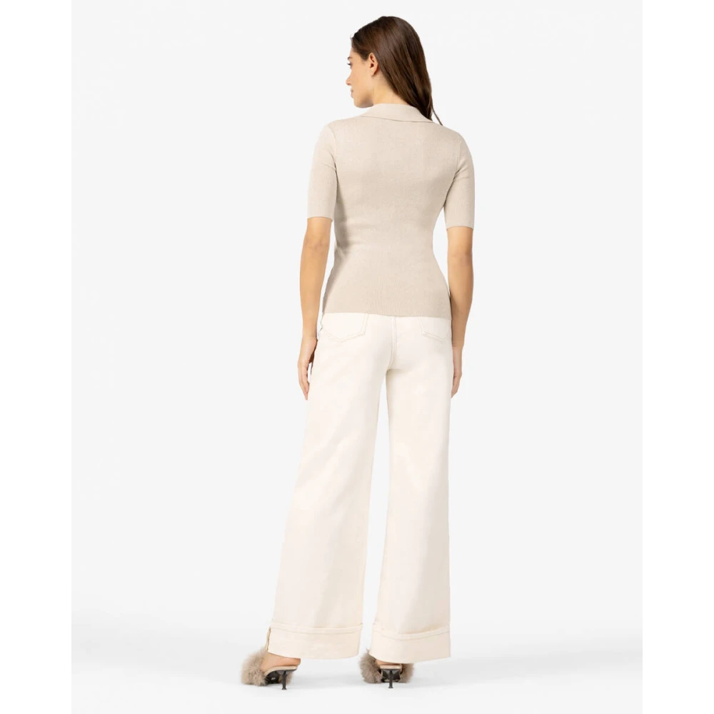 Ibana Korte Mouw Top Tirella Beige Dames