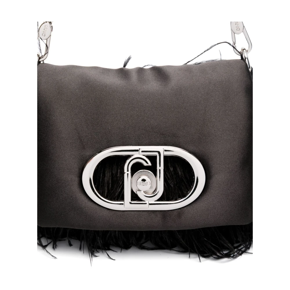 Liu Jo Zwarte Foldover Ketting-Link Schoudertas Black Dames